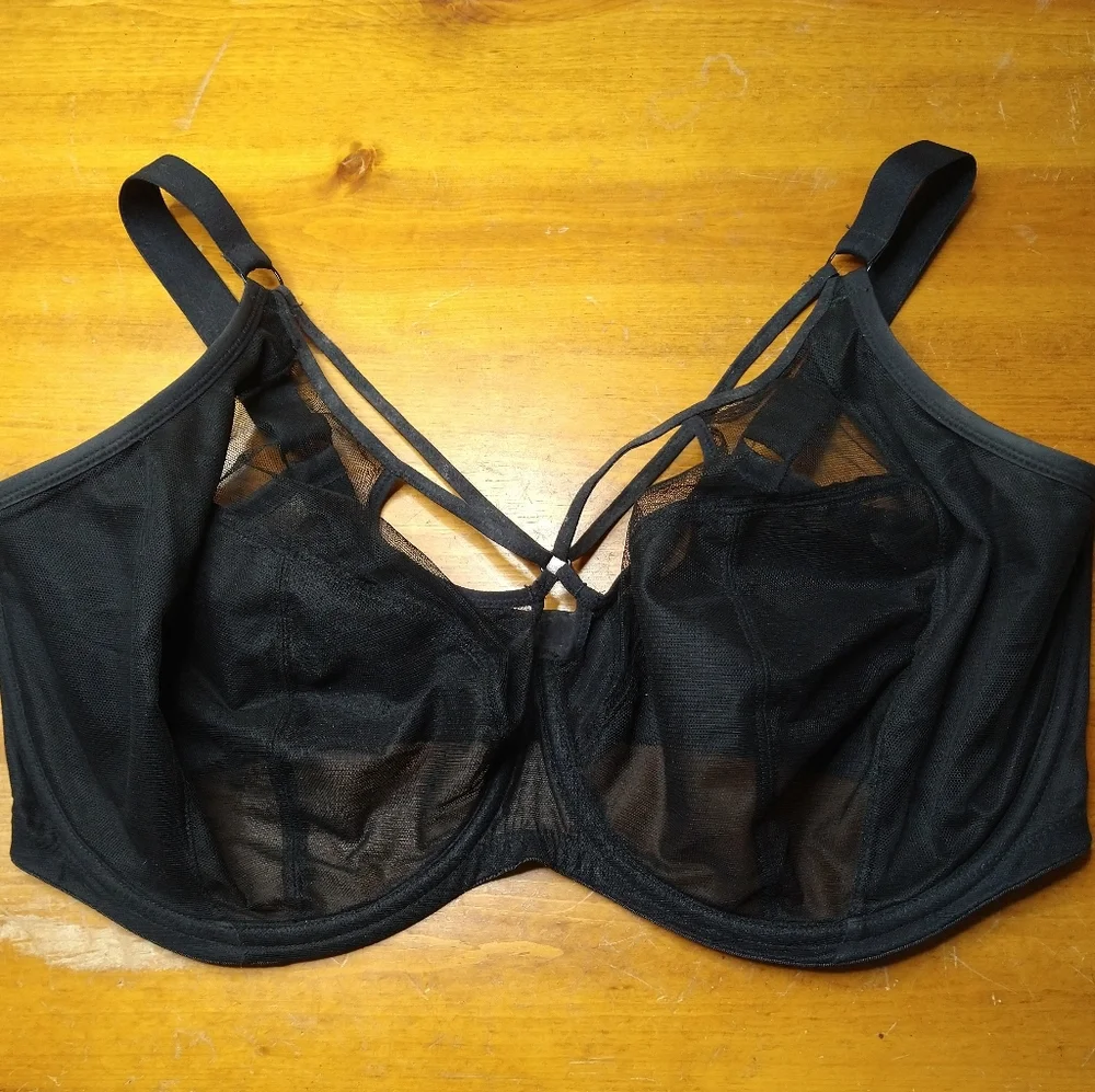 Elomi Black Sachi Side Support Strappy Sexy Lingerie Cage Bra Size 38L_2
